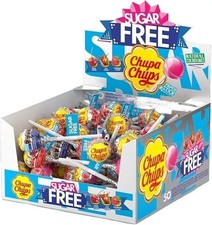 Chupa Chups Sugar Free Assorted Lollipops (50 Lollies) Cherry, Cola & Strawberry