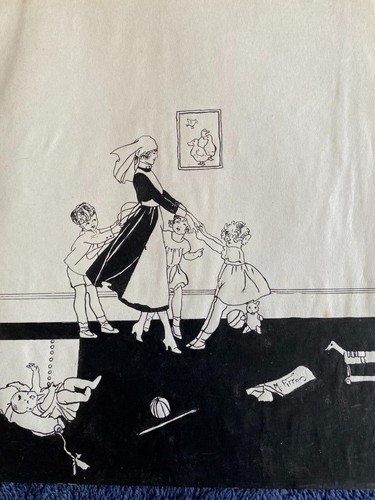 Black ink painting nursery - painting,