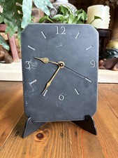 Vintage 90s Heavy black Slate workshop Backward Wall Clock Richard&Fran Boultbee