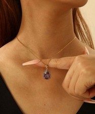 Gold & Amethyst Necklace Pendant Necklace - Purple Teardrop Jewellery