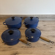 Vintage LE CREUSET Dutch Oven & Pan Set - 22, 20, 20, 18 BLUE - 4 Pans - 8pc