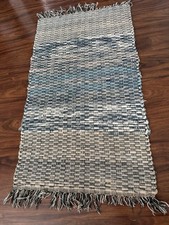 Vintage Woven Rag Rug Blue