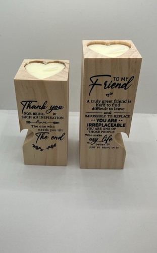 Wooden heart candle - wooden,