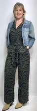 Oliver Bonas 3/4 Slv Belt Jumpsuit Animal Print Woven Fabric Pkts 29" Leg RRP£85