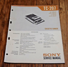Sony TC 207 Cassette Corder Tape Recorder Service Manual Original Genuine 1976