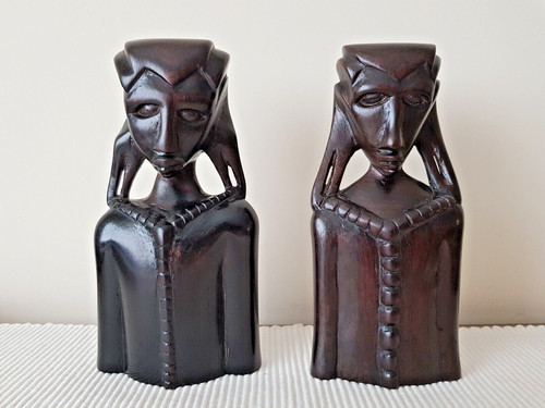 Pair african ebony wood - of,
