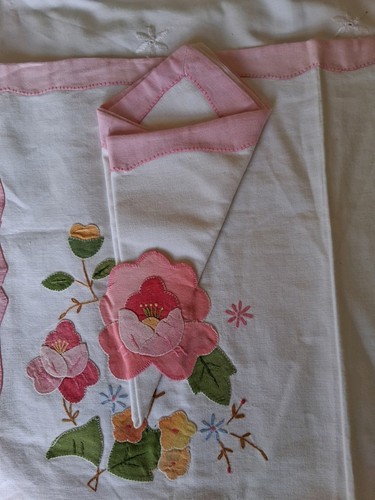 Linen hand embroidered tray - embroidered,