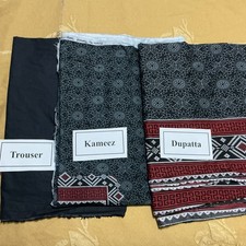 Unstitched Bareeze Black Floral Printed Cotton 3 piece Suit