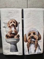 Poodle funny hand towel set mini poodle dog lover gift set xmas