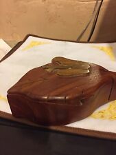 Wooden Chinese Puzzle Trinket Box In The Shape Of Frog On Lily Pad