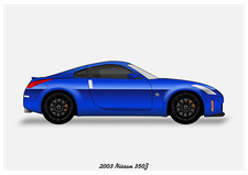 POSTER - NISSAN 350Z - (A4 A3 A2 sizes) Art Print Car RENDER Blue