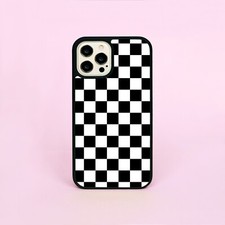 Checkered Rubber Black & White Check Pattern Phone Case/Cover For iPhone