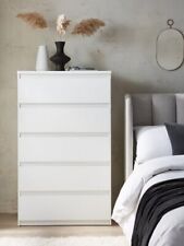 Lisson 5 Drawer Chest White (Height 128.1, Width 77.2, Depth 42.2 cm) Durable