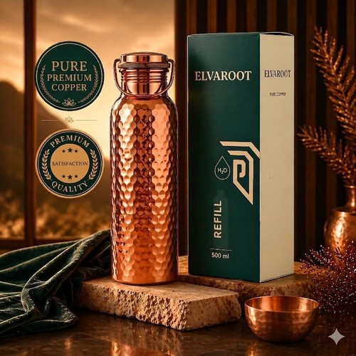 Pure copper water bottle 500ml - pure,