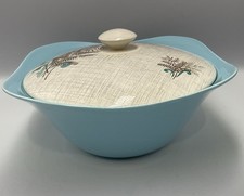 Vintage J&G Meakin Sol Rock Fern Lidded Tureen 20cm By 20cm Blue Retro Design A