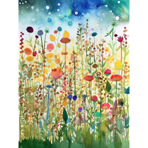 Wildflower meadow modern - wildflower, folk