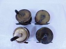 4 x Vintage Brass Fly Fishing Reels ~ Salmon Trout Reel