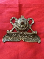 Vintage Brass Inkwell with Pen Rest