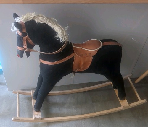Vintage black rocking horse - vintage,