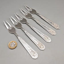 5 Vintage Continental? Silver Plated Crab, Escargot, Pastry Cake Forks 15cm