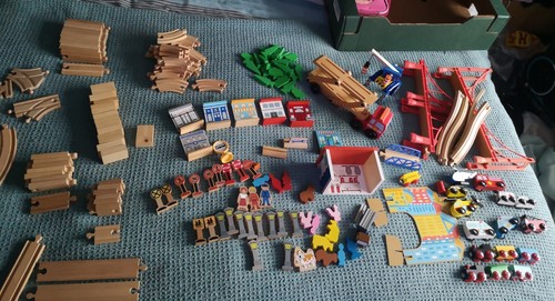 Wooden train set - wooden, bundle