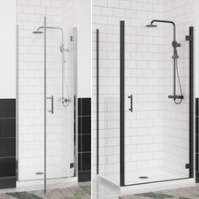 Chrome Black Hinged Door Shower Enclosure Walk in Cubicle 6mm Glass Panel
