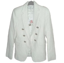 Helene For Denim Wardrobe Button Detai Blazer Jacket Ivory Size 8  RRP £185