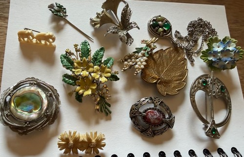 Job lot brooches necklace - job,
