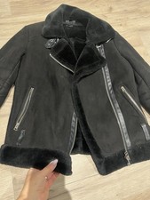 Topshop Suede  faux fur Aviator black women's jacket size 4
