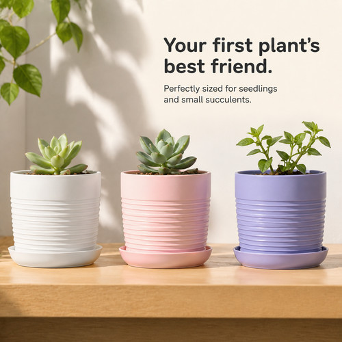 Tiny planters with tray 7x7 - planters,