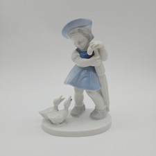 Vintage Gerold Porzellan Girl with Umbrella, Ducks Figurine Made in West Germany