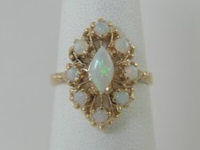 Vintage 10K Yellow Gold Natural Opal Cabochon Etruscan Ring Size 5.5