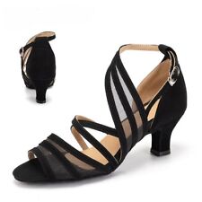 Latin Dance Shoes Jazz Ballroom Suede+Mesh Dancing Shoes Fish Mouth Sandals