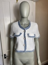 Vintage white & blue Boucle