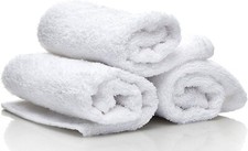 Pack of 12 White Terry Hot Cold Towel Wipes For Beauty Salon, Hotel, Spa,