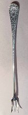 Whiting Floral Etched Sterling Long Handle Pickle Fork- 8 1/2"