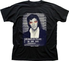 Elvis Presley King of Rock Jail photo black printed tshirt OZ9352