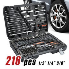 216/46 PCS Socket Set 1/2" 1/4" 3/8" Drive Ratchet Spanner Car Repair Tool Kits