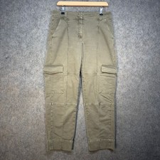 ME+EM Cargo Pants Womens Size UK 10 Green Cotton Stretch Pockets Combat Trousers