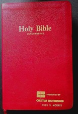 GIANT PRINT Referenced KJV BIBLE Christian Heritage 1986 Leather Red Letter Gilt