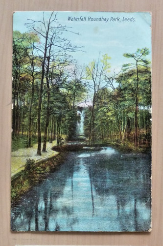 Postcard waterfall roundhay - waterfall,