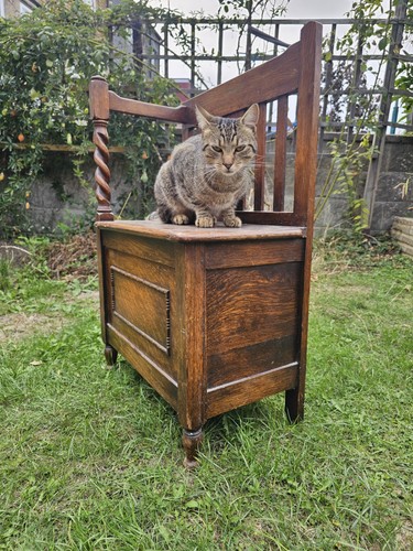 Antique oak monks bench hall - antique,
