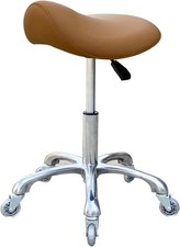 Saddle Stool Wheels Ergonomic Swivel Clinic Dentist Beauty Salon Tattoo Camel