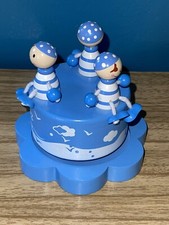 Wooden Music Box Cute Revolving Sailor Figures Plays Row Row Boat