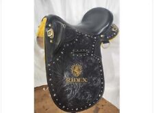 Australian Stock Leather Horse Tack Saddle With Tooling Carving 15".