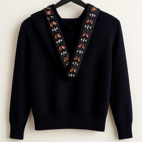 Navy zara knit - knit, hoodie