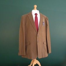 Charles Tyrwhitt Blazer Mens 48L Beige Camel Classic Cotton Flannel Twill Jacket