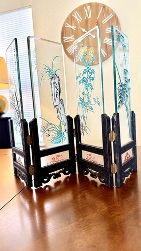 Vintage panel asian etched - 4,