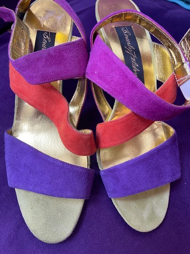 Multi coloured bright suede