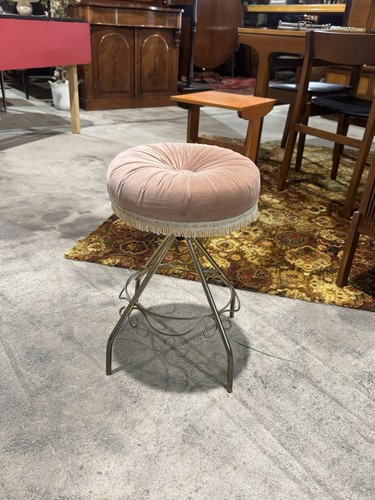 Vintage pink velvet stool - velvet,